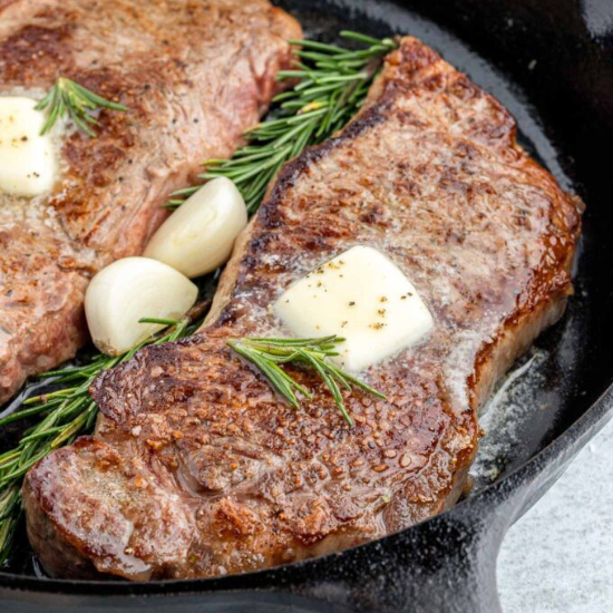 Medium Rare Cooking Steak In Cast Iron Skillet Cast Iron Skillet